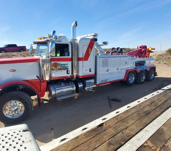 Desert Valley Towing heavy recovery truck on a transport job
